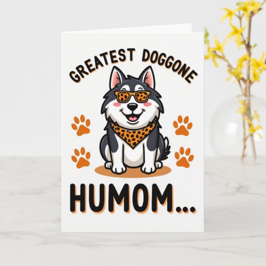 Coolest Dog Humom Ever Card カード (黄色い花)