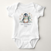 Coolest Little Winter Penguin Personalized ベビーボディスーツ (正面)
