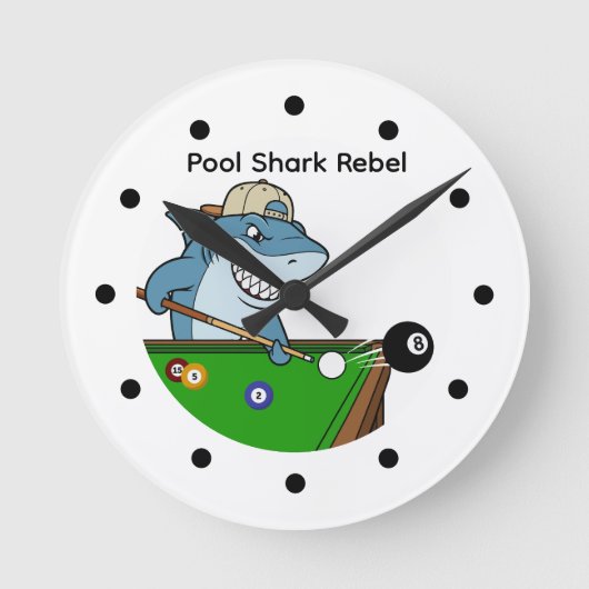 Coolest Man Cave Pool Shark Rebel Wall Clocks ラウンド壁時計 (正面)
