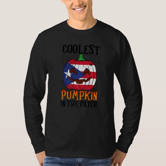 Coolest Pumpkin In The Patch Boricua Flag Jack Ou2 Tシャツ (正面)