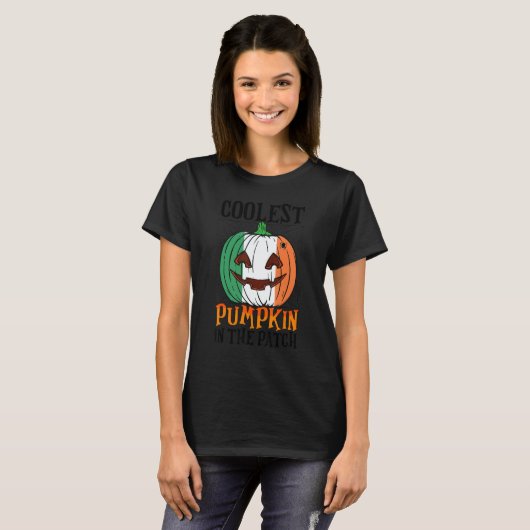 Coolest Pumpkin In The Patch Ireland Flag Jack Ou2 Tシャツ (正面フル)