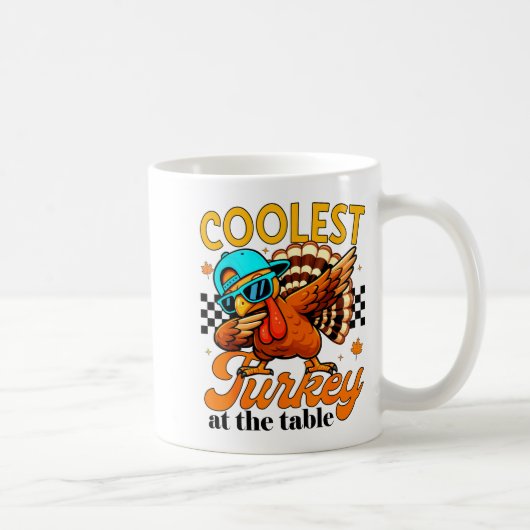 Coolest Turkey At Table Funny Bird Toddler Boys Th コーヒーマグカップ (右)