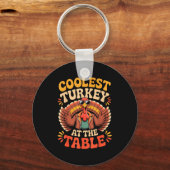 Coolest Turkey At The Table Funny Thanksgiving Out キーホルダー (正面)