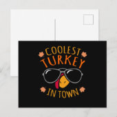 Coolest Turkey Funny Thanksgiving Family Men Women ポストカード (正面/裏面)