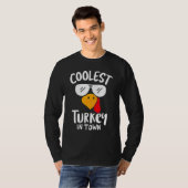 Coolest Turkey in Town Boys Thanksgiving Funny Aut Tシャツ (正面フル)