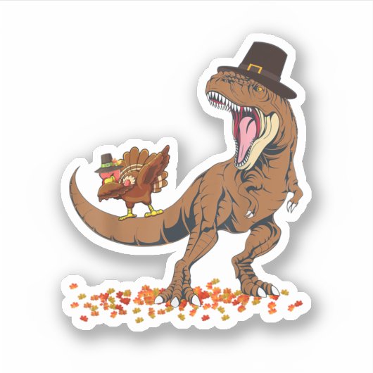 Coolest Turkey Trex Dinosaur Happy Thanksgiving Bo シール (正面)