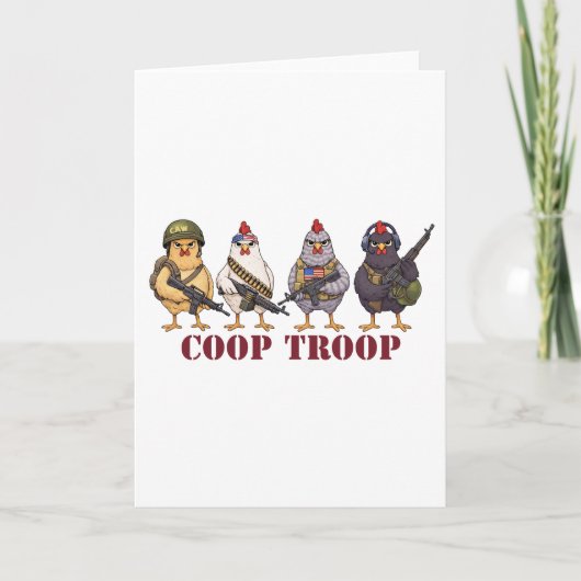 Coop Troop Funny 4th of July Military Hens  カード (正面)