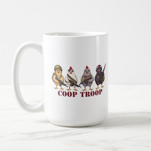 Coop Troop Funny 4th of July Military Hens コーヒーマグカップ (左)