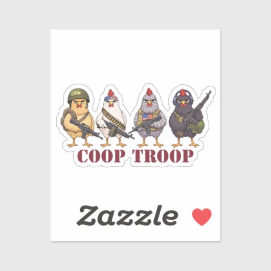 Coop Troop Funny 4th of July Military Hens シール (シート)