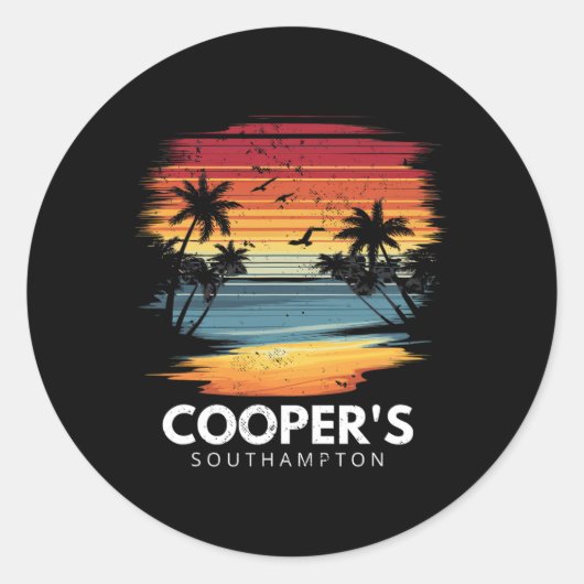 Cooper's Beach Southampton Surfboard Surfing Vinta ラウンドシール (正面)