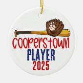 Cooperstown Baseball Player Ornament from Mom Dad セラミックオーナメント (正面)