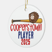 Cooperstown Baseball Player Ornament from Mom Dad セラミックオーナメント (左)