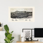 Cooperstown, NYパノラママップ – 1890 ポスター (ホームオフィス)