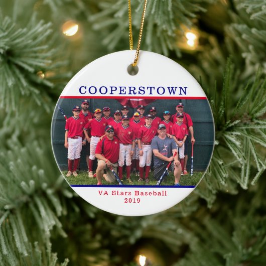 Cooperstown NY 野球チーム 写真 チーム名 事実 セラミックオーナメント (ツリー)