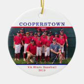 Cooperstown NY 野球チーム 写真 チーム名 事実 セラミックオーナメント (正面)