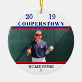 Cooperstown NY Baseballフォトホーム走おもしろい事実 セラミックオーナメント (正面)