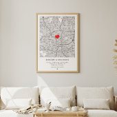 Coordinates Engagement Heart Wedding Couple Map ポスター
