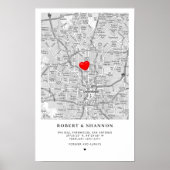 Coordinates Engagement Heart Wedding Couple Map ポスター (正面)