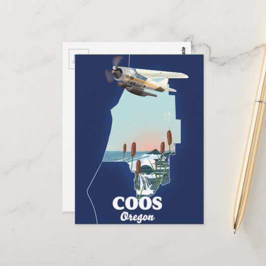Coosオレゴンの旅行マップ ポストカード (正面/裏面インサイチュ)