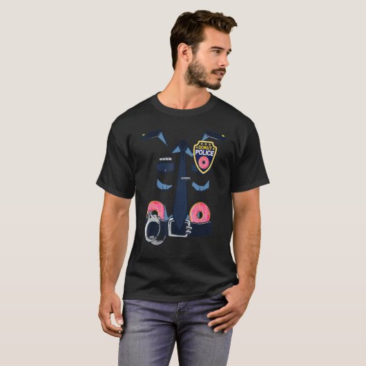 Cop Donut Police Easy Lazy Halloween Costume Tシャツ (正面フル)