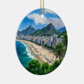 Copacabana Beach Rio Brazil Watercolor セラミックオーナメント (右)