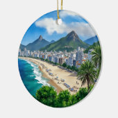 Copacabana Beach Rio Brazil Watercolor セラミックオーナメント (左)