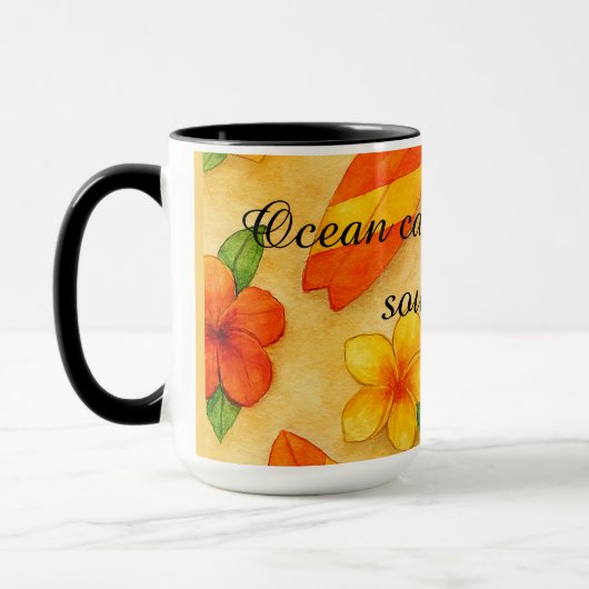 Copacabana Beach Watercolor Floral Tropical マグカップ (左)