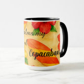 Copacabana Beach Watercolor Floral Tropical マグカップ (正面右)