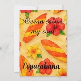 Copacabana Beach Watercolor Floral Tropical 招待状