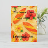 Copacabana Beach Watercolor Floral Tropical 招待状 (スタンド正面)