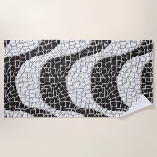 Copacabana Sidewalk Brazilian pattern ビーチタオル (正面)