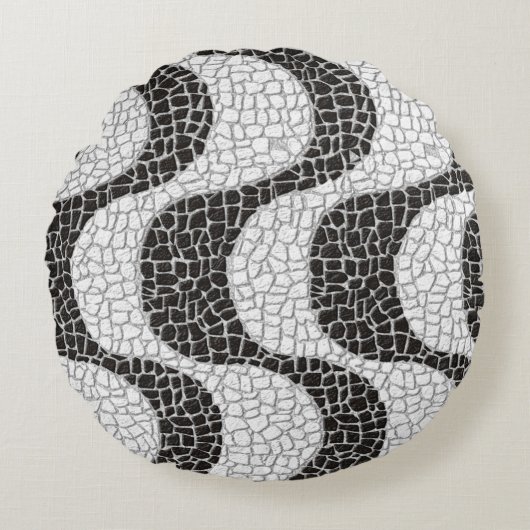 Copacabana Sidewalk Brazilian pattern ラウンドクッション (正面)