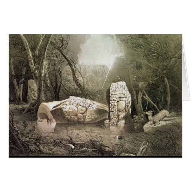 Copan、グアテマラの壊れたマヤの偶像 (正面横)