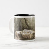 Copan、グアテマラの壊れたマヤの偶像 ツートーンマグカップ (正面左)