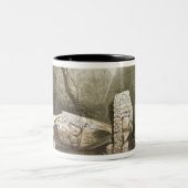 Copan、グアテマラの壊れたマヤの偶像 ツートーンマグカップ (中央)