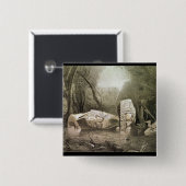 Copan、グアテマラの壊れたマヤの偶像 缶バッジ (正面&裏面)