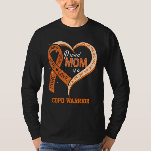 COPD戦士の自慢の母 リボンハート Tシャツ (正面)