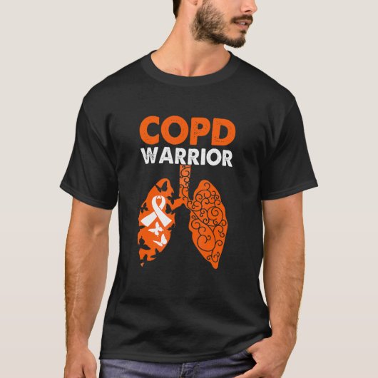 COPD戦士COPD認識度肺オレンジリボンが Tシャツ (正面)