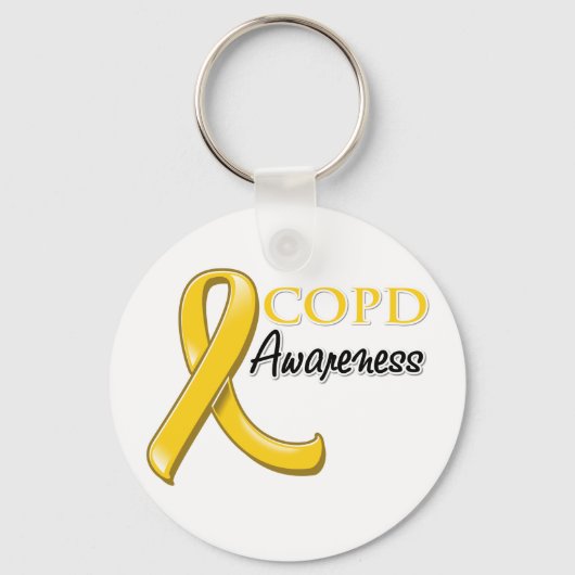 COPD認識度リボン(金ゴールドリボン) キーホルダー (正面)
