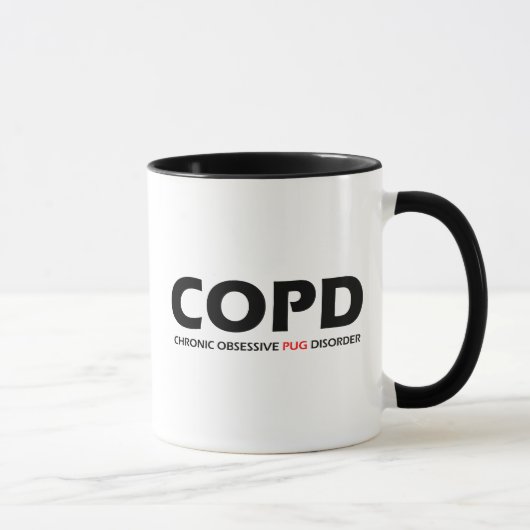 COPD – 慢性的な強迫性のパグ障害 マグカップ (右)