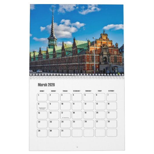 Copenhagen-Denmark Calendar カレンダー (3月 2026)