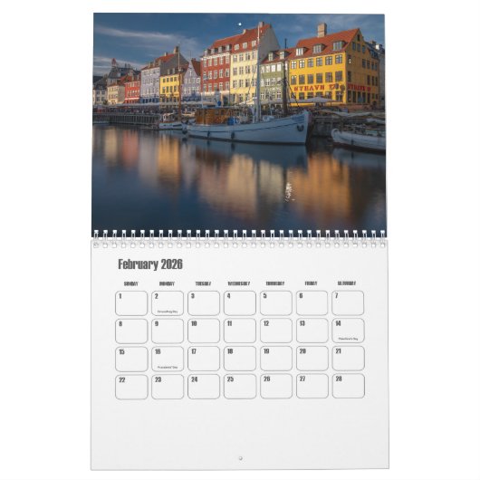 Copenhagen-Denmark Calendar カレンダー (2月 2026)