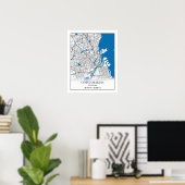 Copenhagen Denmark City Map Travel Simple Minimal ポスター (ホームオフィス)