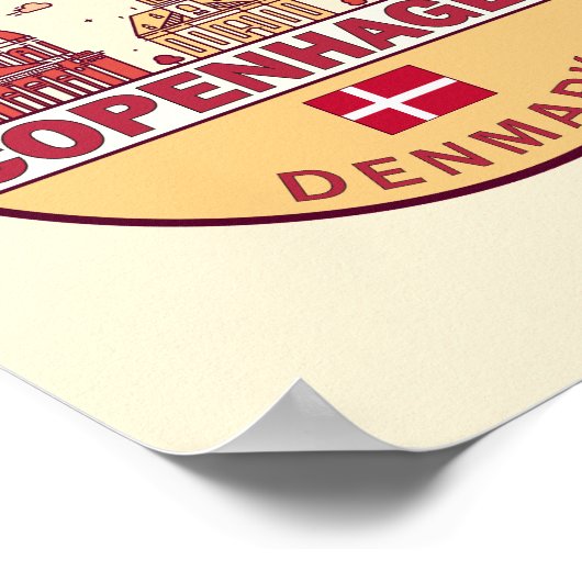 Copenhagen Denmark City Skyline Emblem ポスター (角)