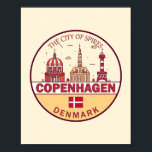 Copenhagen Denmark City Skyline Emblem ポスター<br><div class="desc">Copenhagen minimalist,  colorful art design featuring monuments and landmarks of the city in Denmark.</div>