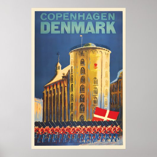 Copenhagen Denmark Travel Poster Vintage Wall Art ポスター (正面)