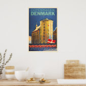 Copenhagen Denmark Travel Poster Vintage Wall Art ポスター (キッチン)