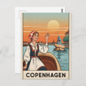 Copenhagen, Denmark vintage travel poster, ポストカード (正面/裏面)