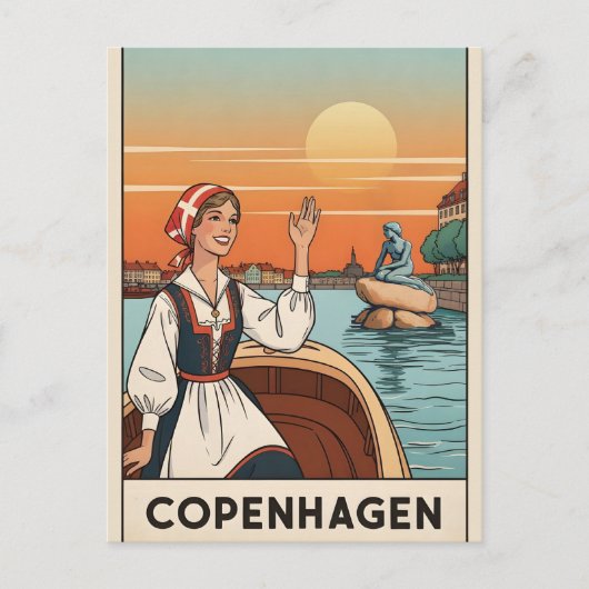 Copenhagen, Denmark vintage travel poster, ポストカード (正面)