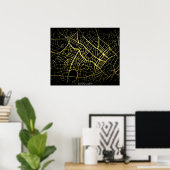 Copenhagen Gold Style Art Map ポスター (ホームオフィス)